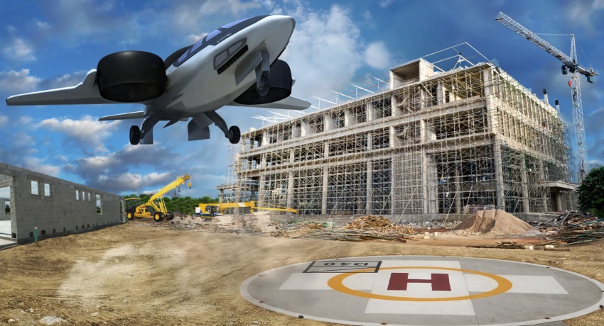 Promotional image showing a use case for the proposed XTI Aircraft 
